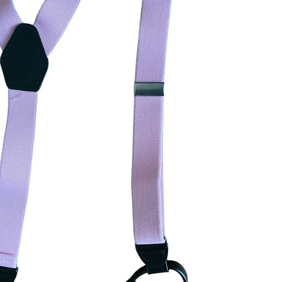 Vintage Y-shaped Fabric and Elastic Solid Pink Suspenders button pant attachment - Picture 5 of 6